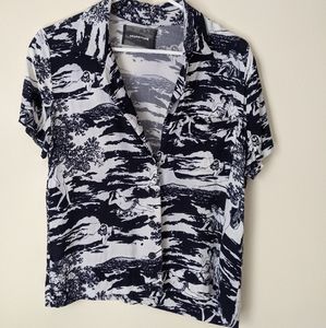 Reformation Cuba Top Blue Naked Ladies print